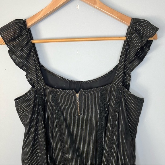 Nanette Lepore Vintage 2000s Isis Pinstripe Embroidered Chain Blouse Top Size 4 - Picture 13 of 16